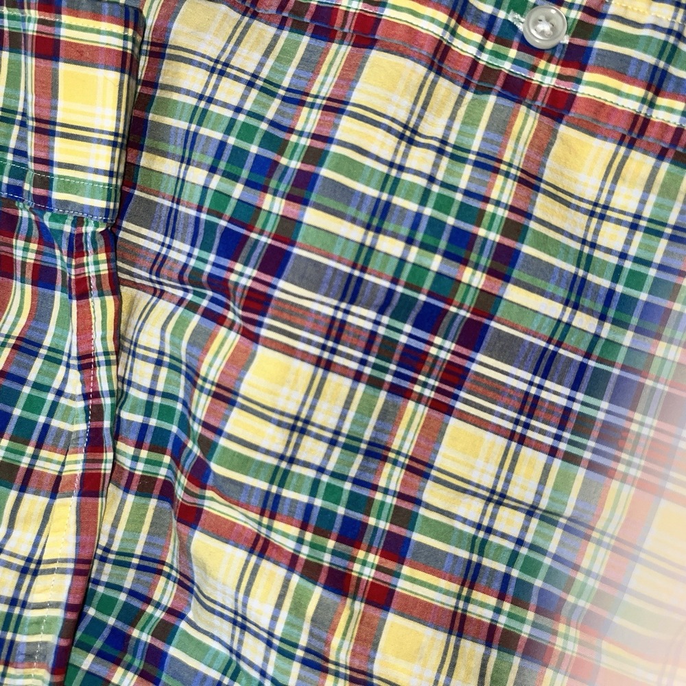 Ralph Lauren Yellow Blue Green Plaid Long Sleeve Shirt Custom Fit Mens M - Picture 6 of 9